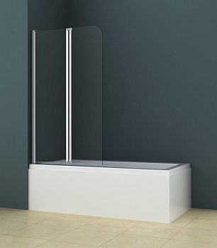 Душевая шторка на ванну AZ-141 80 (41,5+38,5)*140 хром, 4мм прозрачное стекло Azario в Гулькевичи